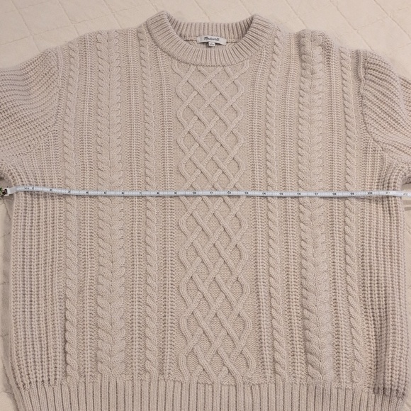 Madewell Cable knit Wool Blend Fisherman Sweater In Off-white Cream Color - Picture 8 of 9